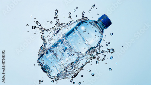 Water bottle elegantly framed by dynamic water splashes