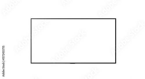 Modern flat screen television display with a bright white blank screen isolated on transparent background