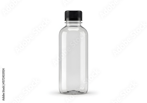 Clear Plastic Bottle with Black Cap