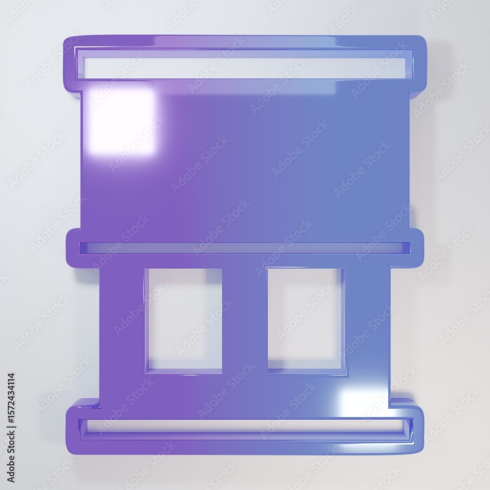 Purple-blue Window with curtains in the room icon isolated on grey background. Minimalism concept. 3D render illustration Purple-blue Window with curtains in the room icon isolated on grey background. Minimalism concept. 3D render illustration