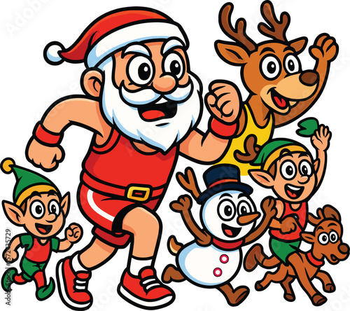 Santa Claus Playing Participating In Athletics