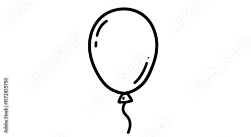 Simple black line drawing of a balloon with string  
