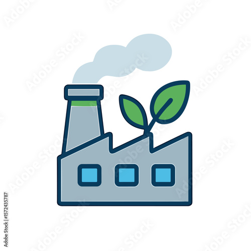 Eco Factory with Leaves	