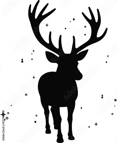 Vector art of silhouette of a majestic stag standing proudly isolated on white background