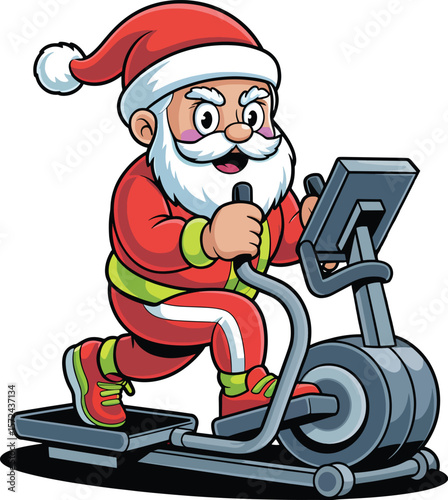 Santa Claus Workout By Elliptical Machine