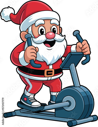 Santa Claus Workout By Elliptical Machine