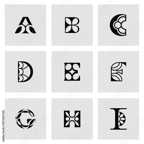 Minimal Alphabetical Logos, letters symbol icons 