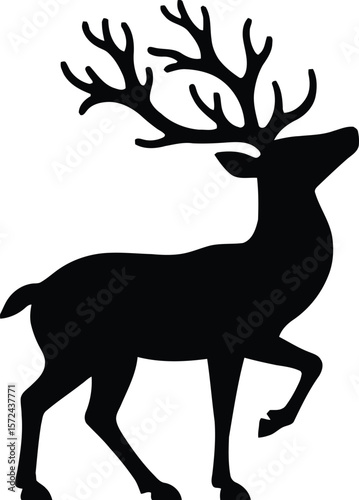 Vector art of silhouette small deer walking isolated on white background