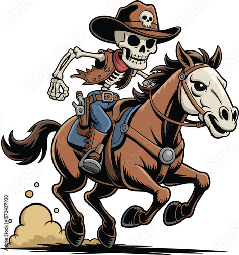 Skeleton Cowboy Riding a Galloping Horse