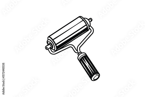 Black and White Paint Roller Illustration for Home Improvement Projects