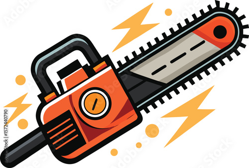 stylized electric chainsaw with motion lines bla.eps