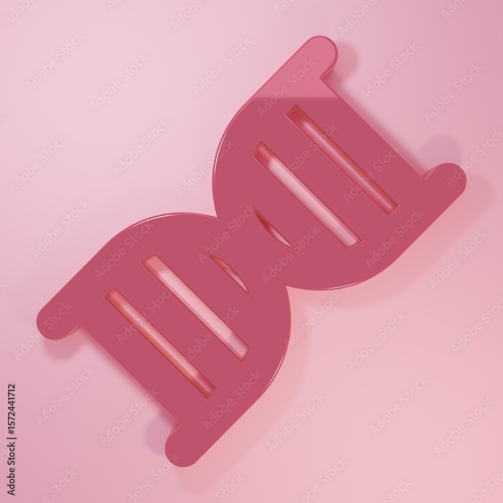 Obraz premium Pink DNA symbol icon isolated on pink background. Minimalism concept. 3D render illustration
