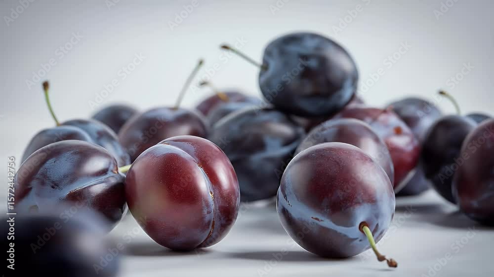 Fresh plums pile close up