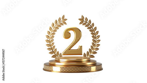 Golden Second Place Award Laurel Wreath Trophy Design