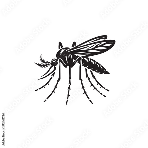 Mosquito black and white silhouette icon