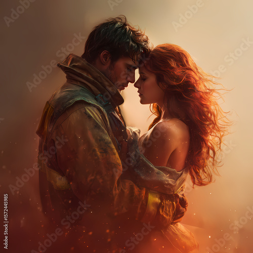 young couple romancing