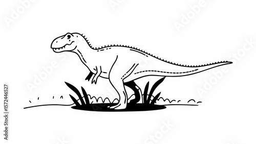 Velociraptor Line Art – Prehistoric Dinosaur Black and White Outline Drawing