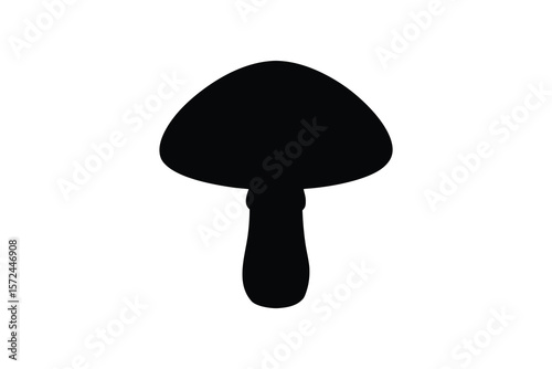 Simple Mushroom Silhouette on White Background for Design Elements and Crafts