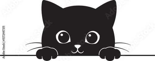 cartoon cats peeking silhouette