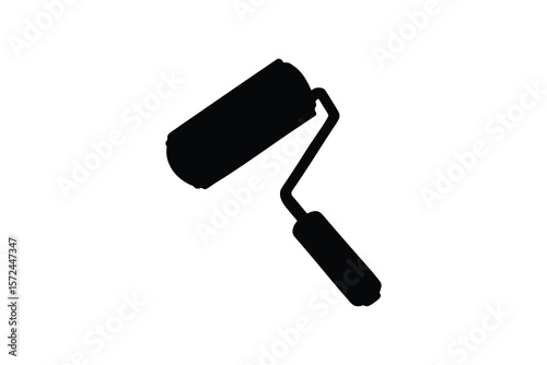 Paint roller silhouette on a white background for design elements