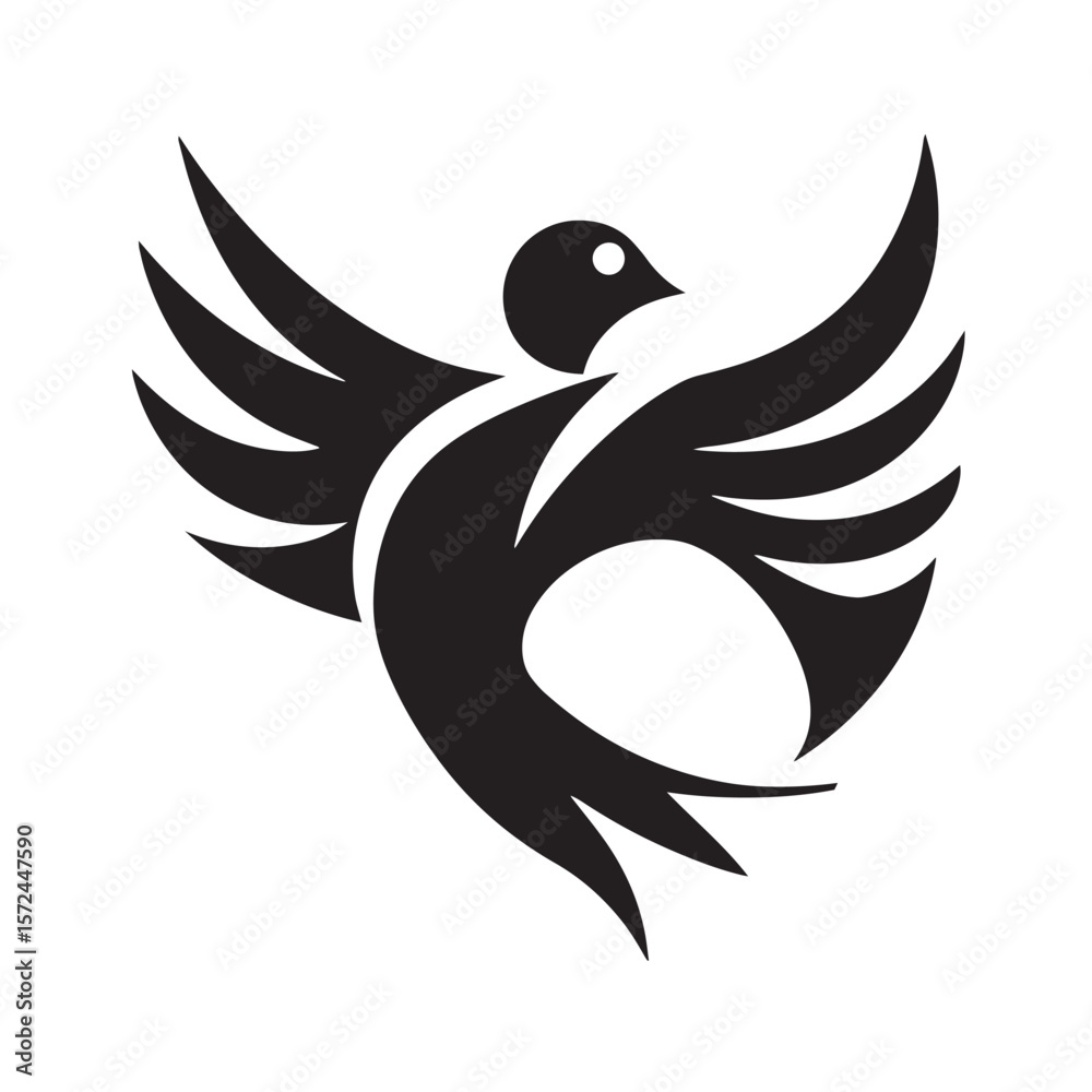 Fototapeta premium Eagle tattoo vector design, a soaring bird illustration symbolizing freedom and peace
