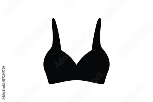 Black Bra Silhouette on White Background for Fashion or Lingerie Designs