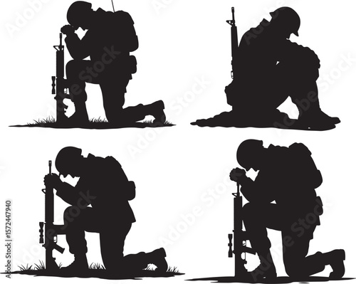 Sad soldier silhouette