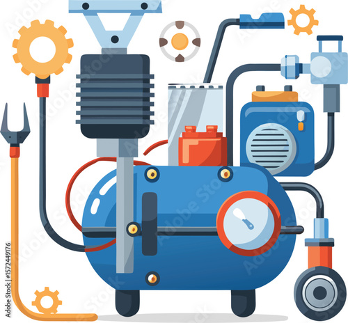 workshop air compressor system connected with too.ep