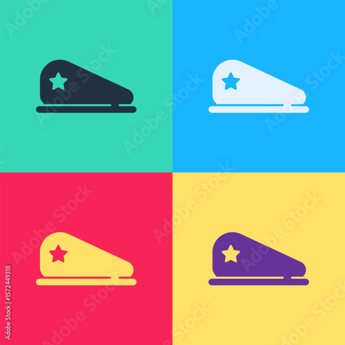 Pop art Military beret icon isolated on color background. Soldiers cap. Army hat. War baret. Vector