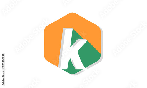 Letter k alphabet in polygon design vector