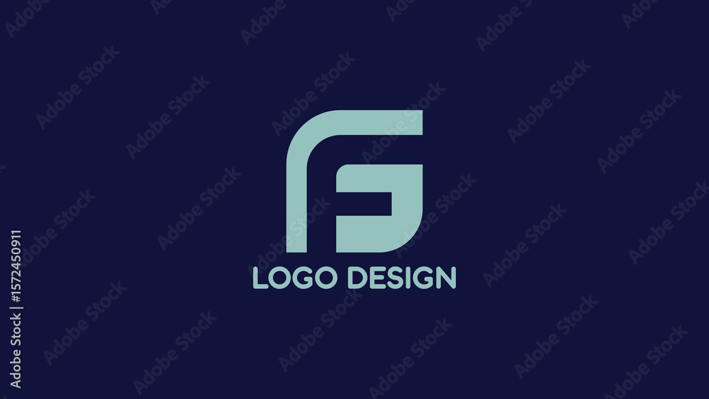 Fototapeta premium FG monogram logo in smooth modern style with curved letterforms in mint color on dark background, ideal for branding, design firms, or tech startups
