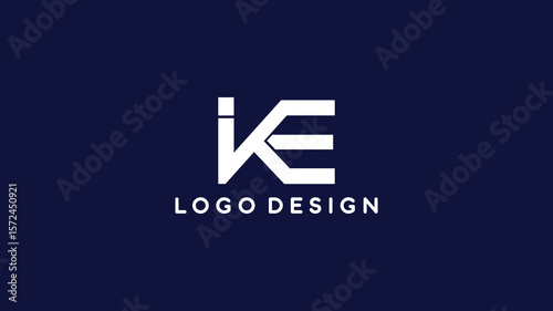 Bold IKE monogram logo with dynamic angles in white on dark background, ideal for tech startups, consulting firms, and modern business branding