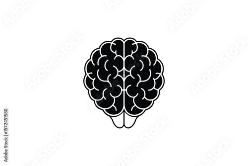 Minimalist Brain Illustration in Black and White Silhouette Style for Medical and Educational Purposes silhouette