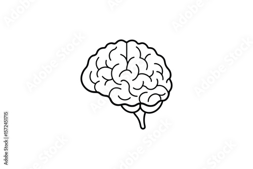 Human Brain Anatomy Medical Illustration in Black and White Silhouette Style