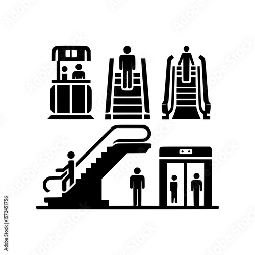 Set of modern icons for transportation and accessibility symbols