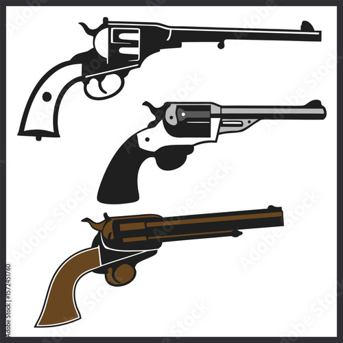  Vintage revolver gun vector illustration, remixed from the artwork by elizabeth johnson