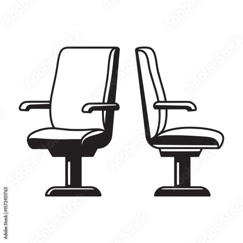 Two black and white professional chairs side by side for use in business design
