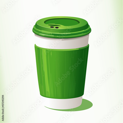 modern green reusable coffee cup for sustainable lifestyle