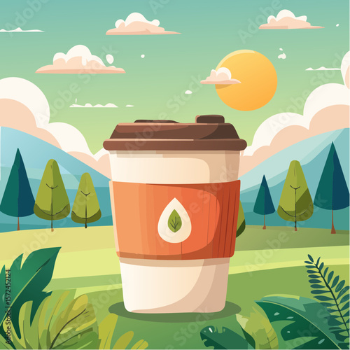 modern green reusable coffee cup for sustainable lifestyle