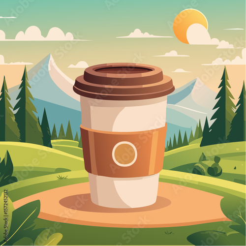 modern green reusable coffee cup for sustainable lifestyle