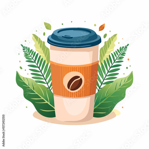 modern green reusable coffee cup for sustainable lifestyle