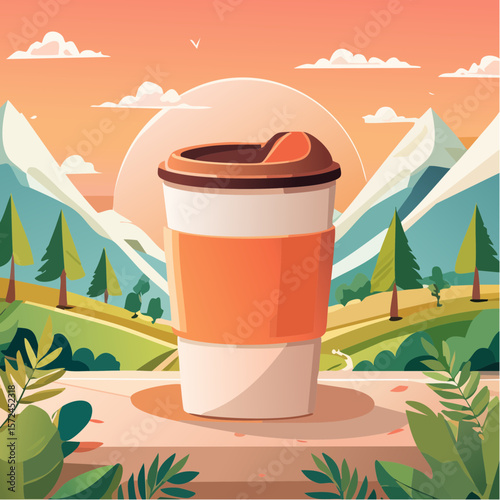 modern green reusable coffee cup for sustainable lifestyle