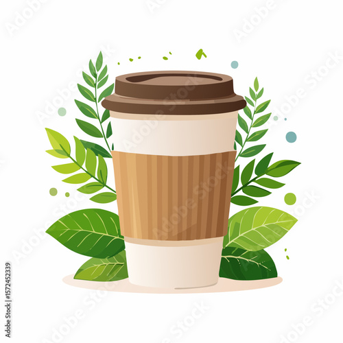 modern green reusable coffee cup for sustainable lifestyle