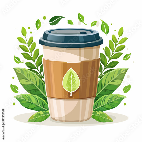modern green reusable coffee cup for sustainable lifestyle