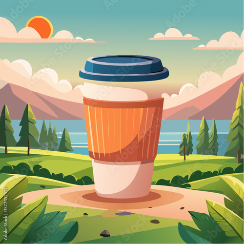 modern green reusable coffee cup for sustainable lifestyle