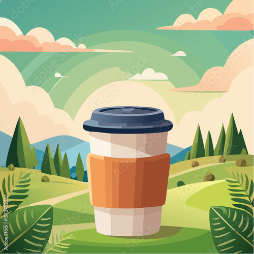 modern green reusable coffee cup for sustainable lifestyle