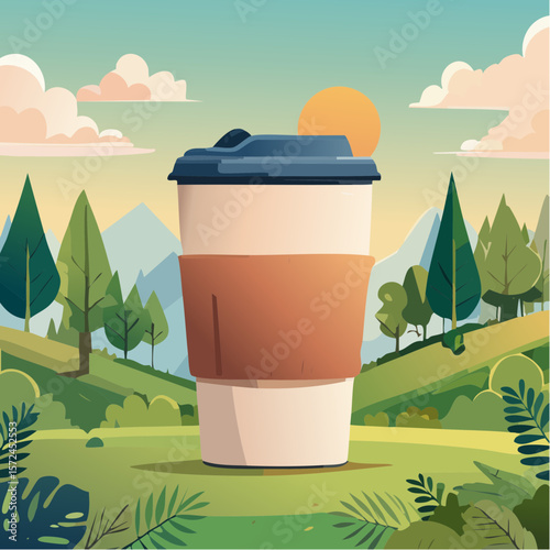 modern green reusable coffee cup for sustainable lifestyle