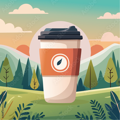 modern green reusable coffee cup for sustainable lifestyle