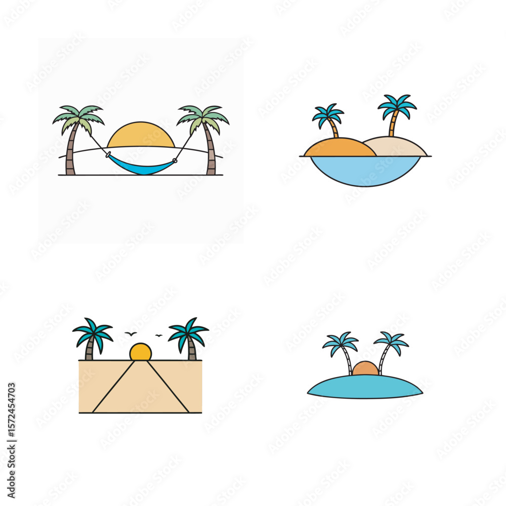Fototapeta premium set of summer icons