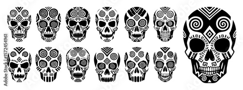 day of the dead sugar skulls set calavera vector